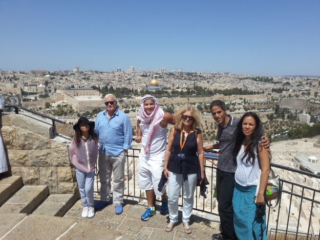 Mount of Olives and view of the old city with Shanae, Christophe, Gemal, Jon and Mai 